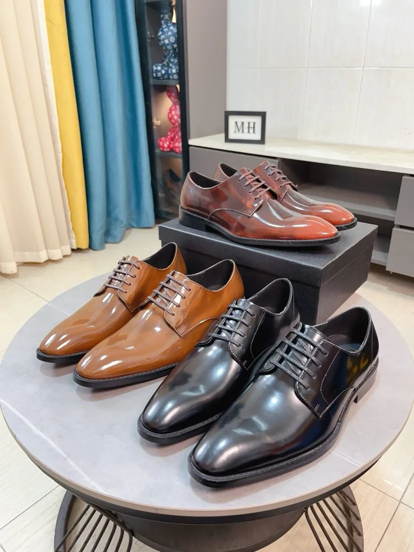 Men's shoes 💰560🌹🌹[Prada leather shoes] Top purchasing agency Original imported Italian custom-made cowhide leather surface, ➕Fully imported water-dyed breathable cowhide lining, original factory special molded sole, super comfortable, size: 38-44